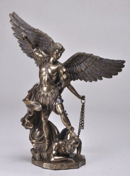 Saint Michael Statue in a Faux Bronze Replica